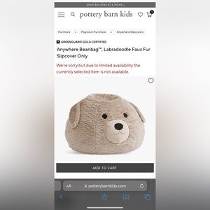 Pottery barn kids Labradoodle bean bag cover for anywhere bean bag.